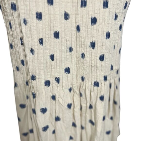 Anthropologie Maeve Saona Polka Dot Tank Pleat Swing Tan Blue medium 8 - Picture 7 of 14